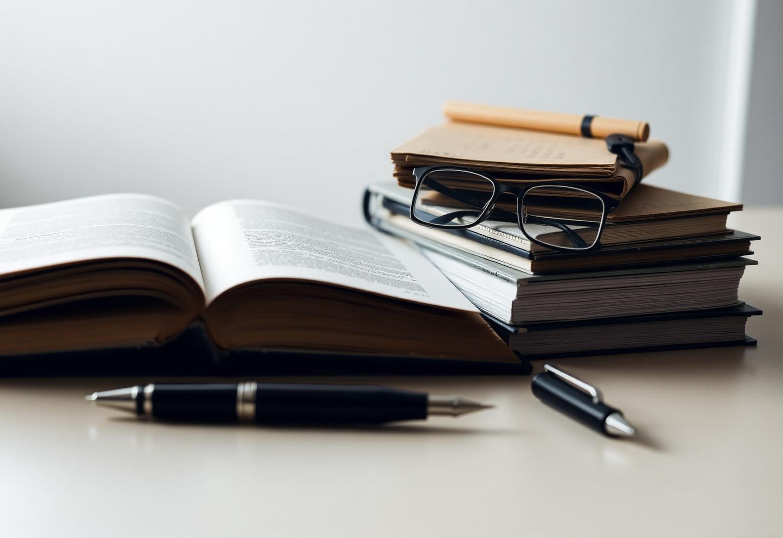 Academic manuscript, dissertation drafts and a fountain pen on a UK proofreader's desk